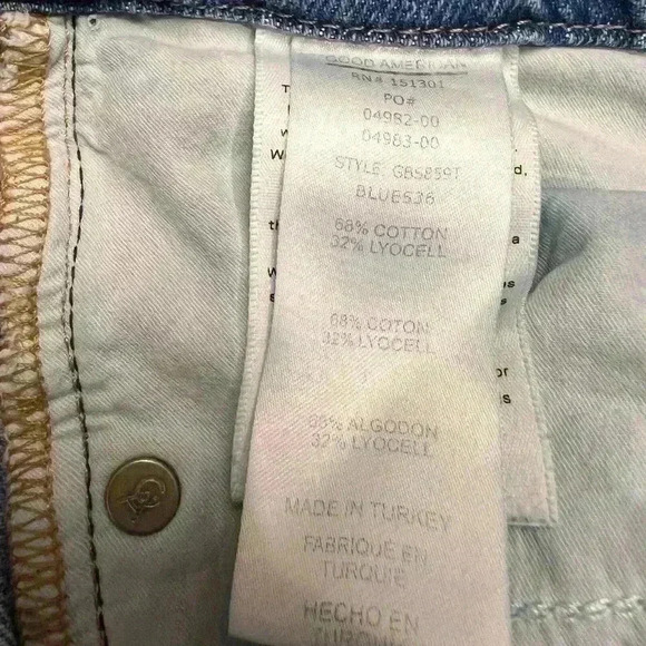 Good American Good Boy Distressed Boyfriend Jeans In Blue536 Size 2/26 - Picture 12 of 12